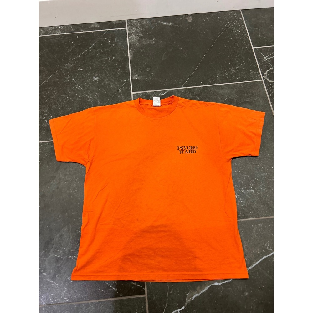 Fruit of the Loom Psycho Ward Graphic T-Shirt Mens XL Orange Short Sleeve Tee